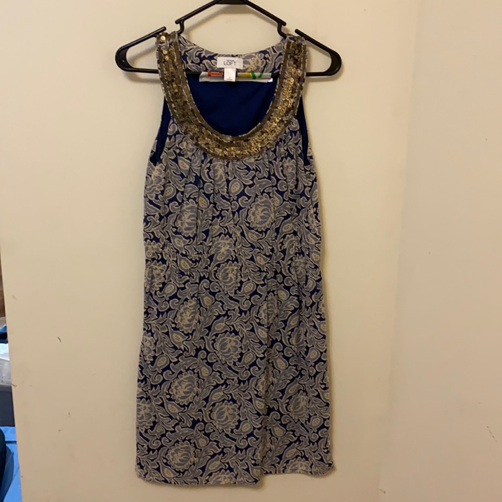 LOFT Print Dress with Sequins, 2